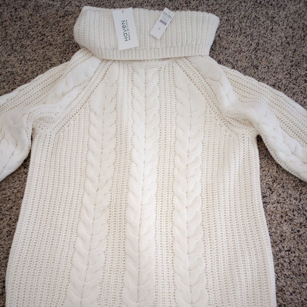 NWT Talbots Haven Well Within Cowl Neck Sweater,  cream color, size small